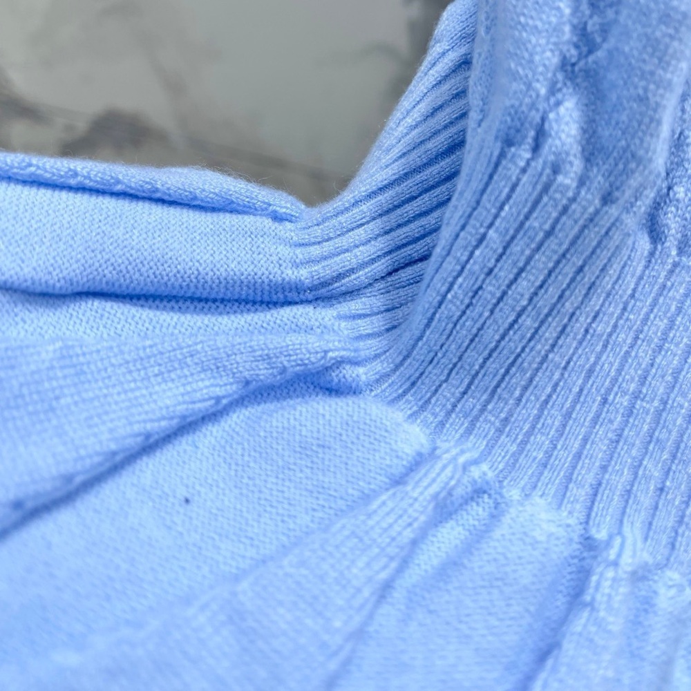 MIU MIU blue short-sleeved knit top with ruffled hem and cuffs - Picture 6 of 8